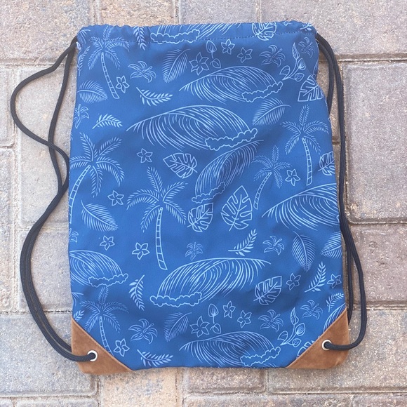Canvas Floral Gym Sack Drawstring Backpack - Picture 3 of 4